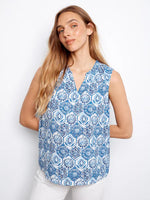 SLEEVELESS BLOUSE | RUFFLE: MOSAIC-Tops-CHARLIE B-XSMALL-MOSAIC-Coriander
