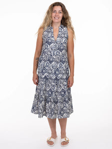 SLEEVELESS DRESS | CLARA-Dress-SHANNON PASSERO-XSMALL-MOSAIC PRINT-Coriander