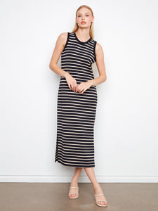 SLEEVELESS DRESS | STRIPED SCUBA-Dress-CHARLIE B-Coriander