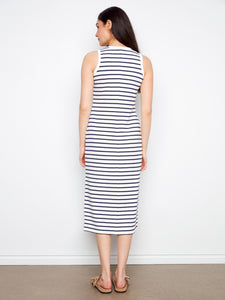 SLEEVELESS DRESS | STRIPED SCUBA-Dress-CHARLIE B-Coriander
