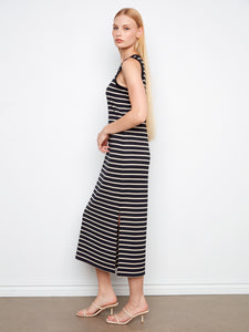 SLEEVELESS DRESS | STRIPED SCUBA-Dress-CHARLIE B-Coriander