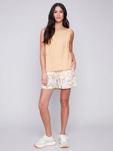 SLEEVELESS LINEN BLOUSE-Tops-CHARLIE B-Coriander