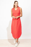 SLEEVELESS SEAMED DRESS-Dresses-ESCAPE-SMALL-RED-Coriander