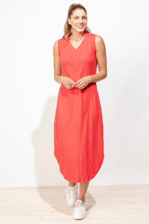 SLEEVELESS SEAMED DRESS-Dresses-ESCAPE-SMALL-RED-Coriander
