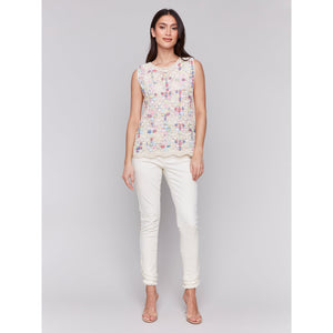 SLEEVELESS TOP | CROCHET CREW NECK-Tops-CHARLIE B-Coriander