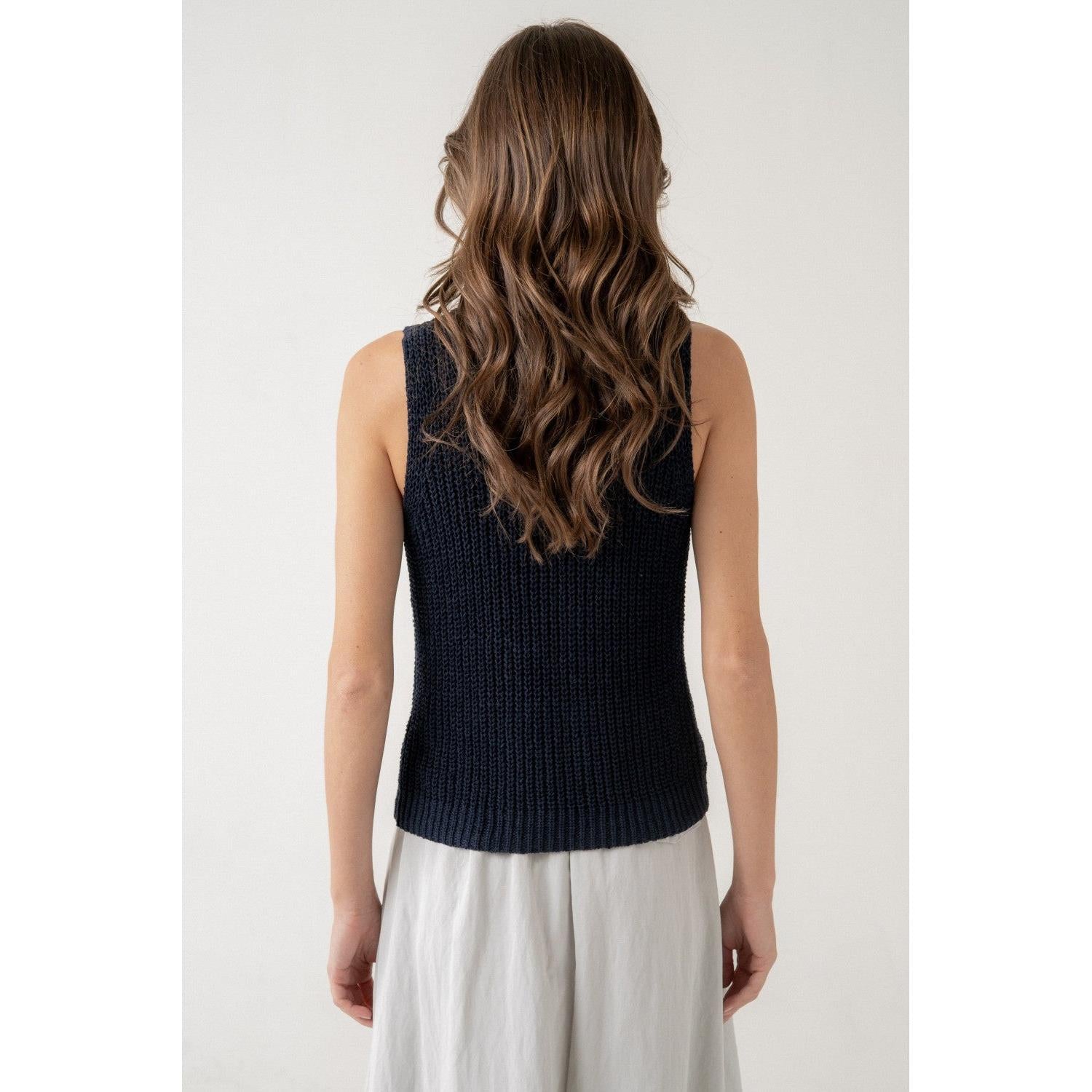 SLEEVELESS TOP | OPEN STITCH-Tops-ELLE GREY-Coriander