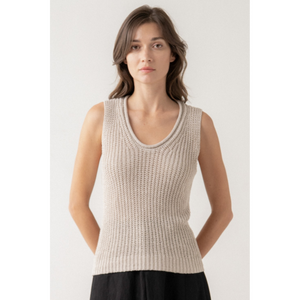 SLEEVELESS TOP | OPEN STITCH-Tops-ELLE GREY-SMALL-MED-Beige-Coriander