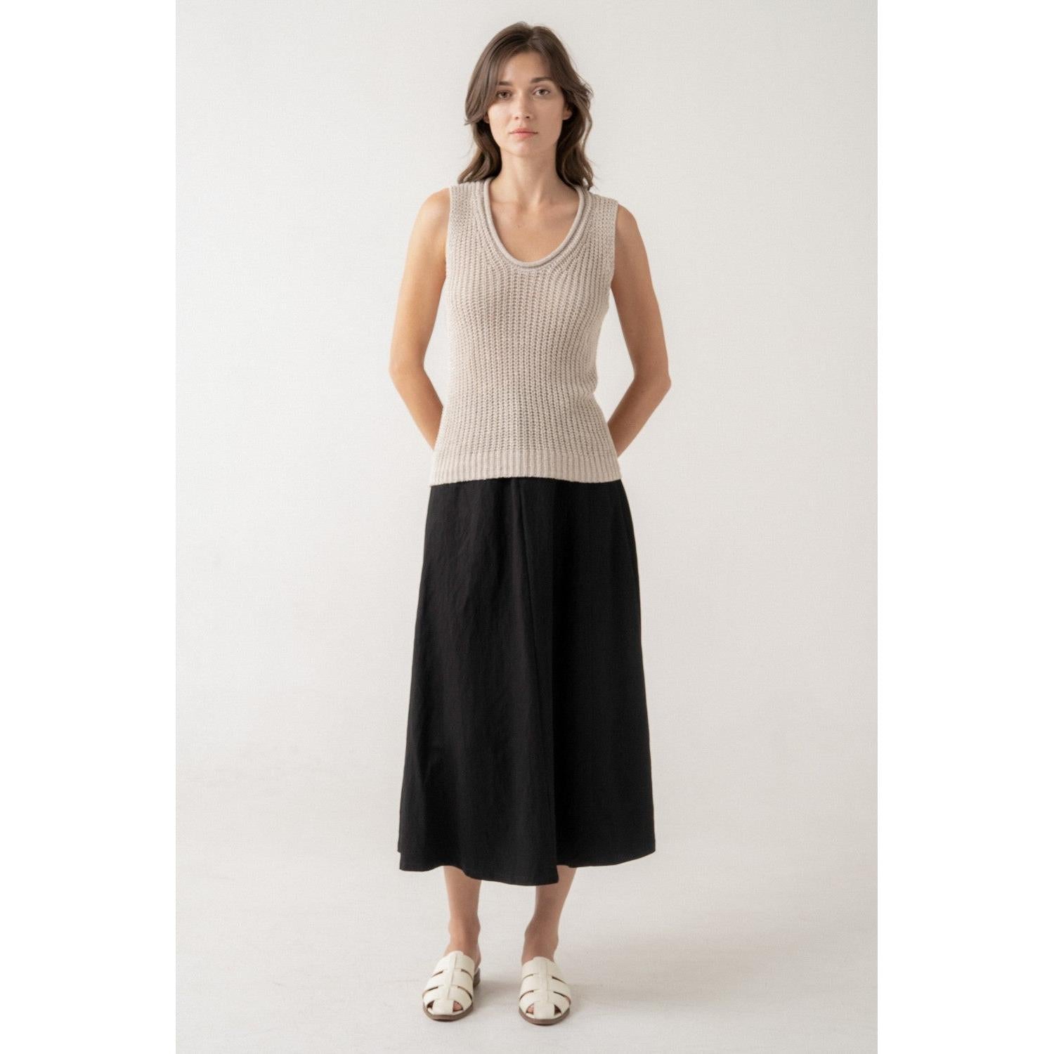 SLEEVELESS TOP | OPEN STITCH-Tops-ELLE GREY-Coriander