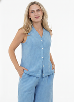 SLEEVELESS TOP | YASMIN VEST-Top-SHANNON PASSERO-SMALL-TIDE BLUE-Coriander