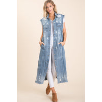 SLEEVLESS DENIM JACKET-Vest-VEVERET-Coriander