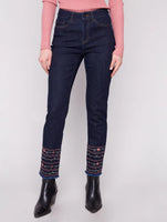SLIM JEANS | EMBROIDERED HEM-Denim-CHARLIE B-Coriander