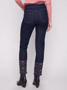 SLIM JEANS | EMBROIDERED HEM-Denim-CHARLIE B-Coriander