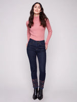 SLIM JEANS | EMBROIDERED HEM-Denim-CHARLIE B-Coriander