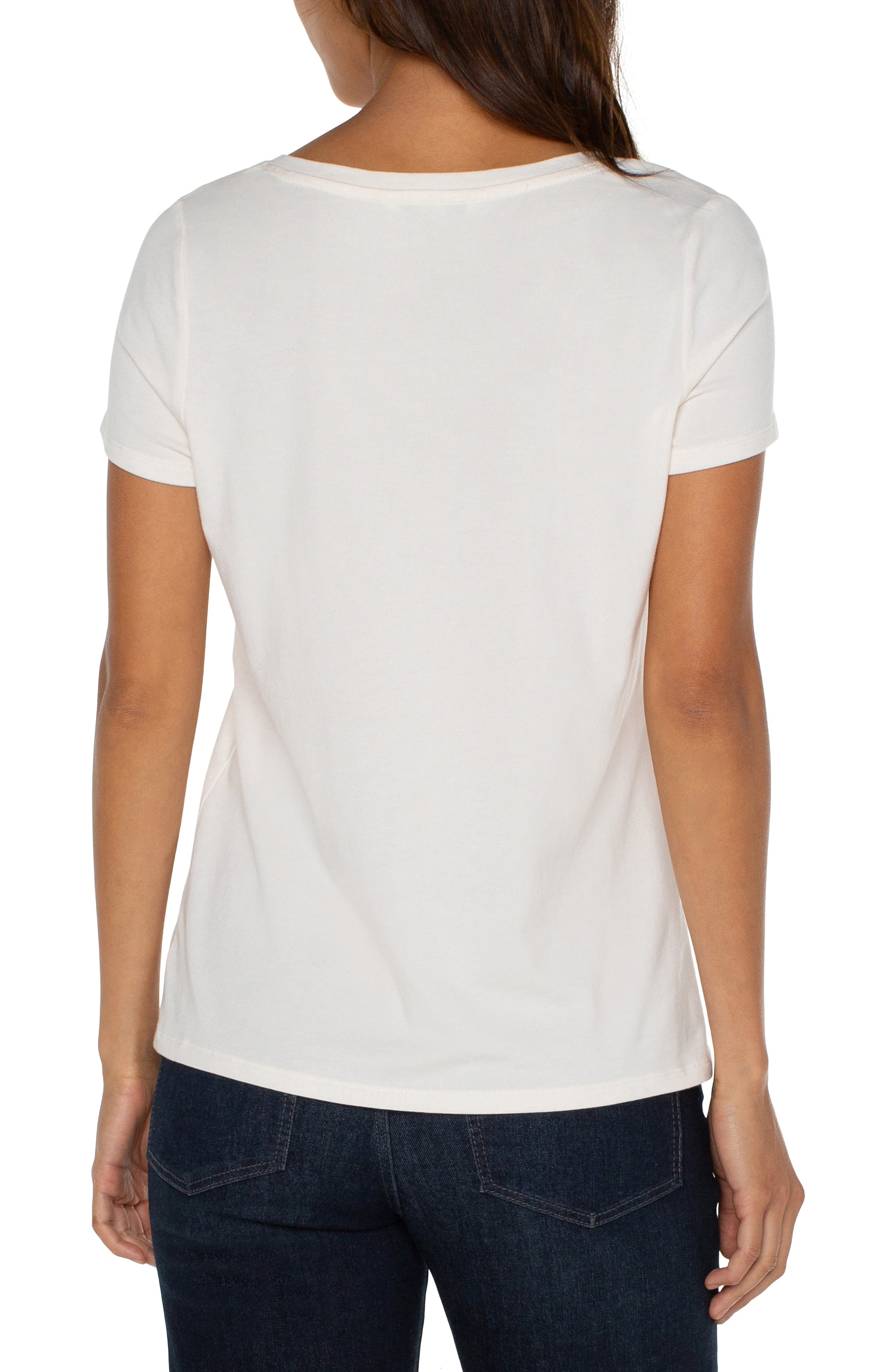 SLUB KNIT V-NECK TEE-Tops-LIVERPOOL-Coriander