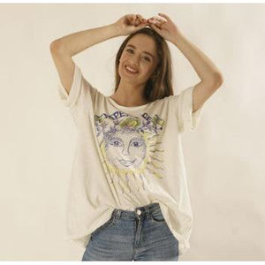 SMILING BLUE SUN TEE-Top-THE PAPERLACE-ONE-CREAM-Coriander