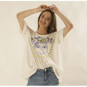SMILING BLUE SUN TEE-Top-THE PAPERLACE-ONE-CREAM-Coriander