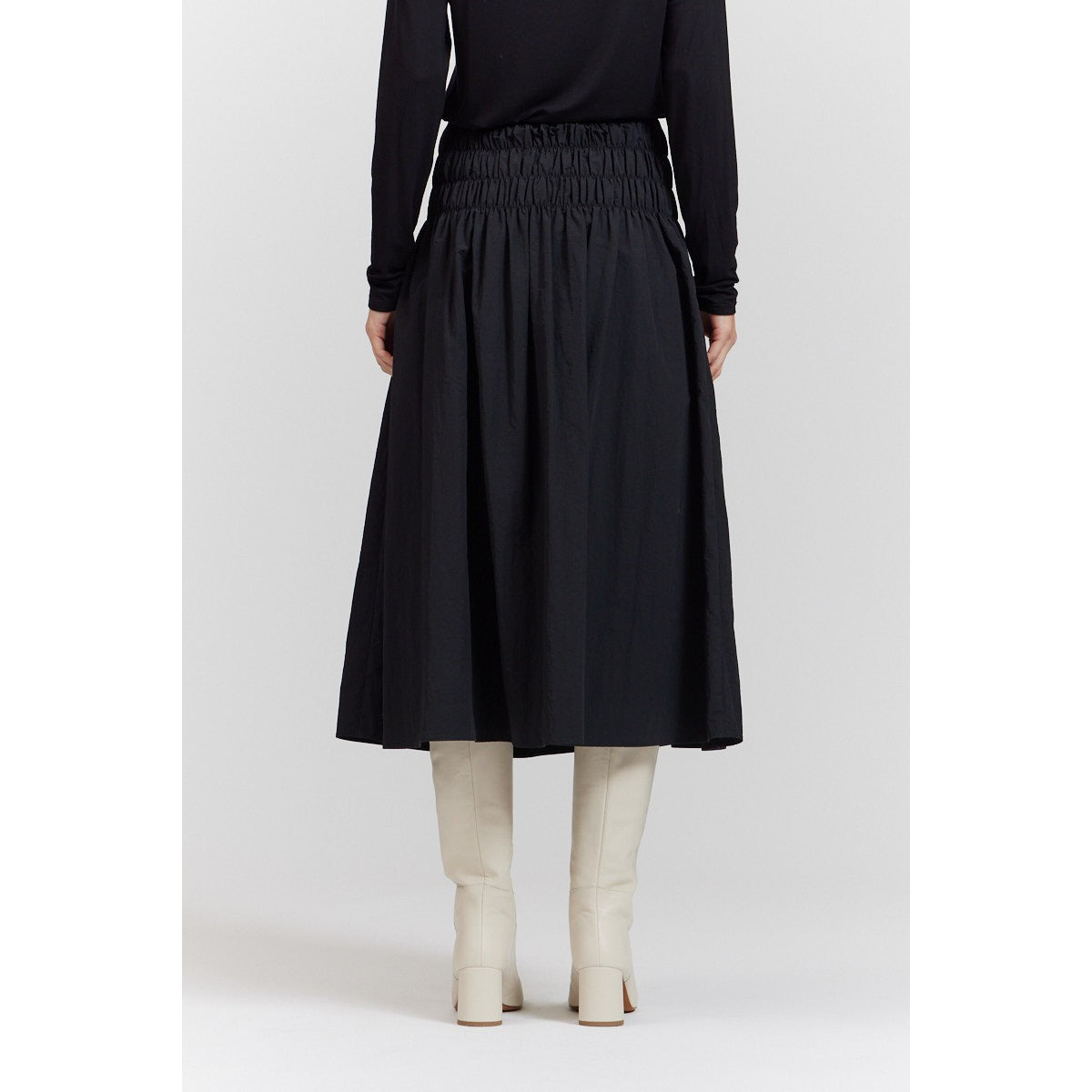 SMOCKED MIDI SKIRT-Bottoms-THERE-ELSEWHERE-Coriander