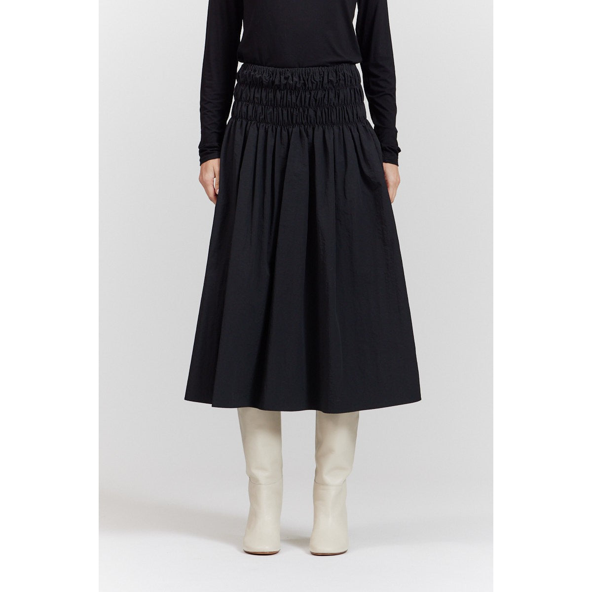 SMOCKED MIDI SKIRT-Bottoms-THERE-ELSEWHERE-Coriander