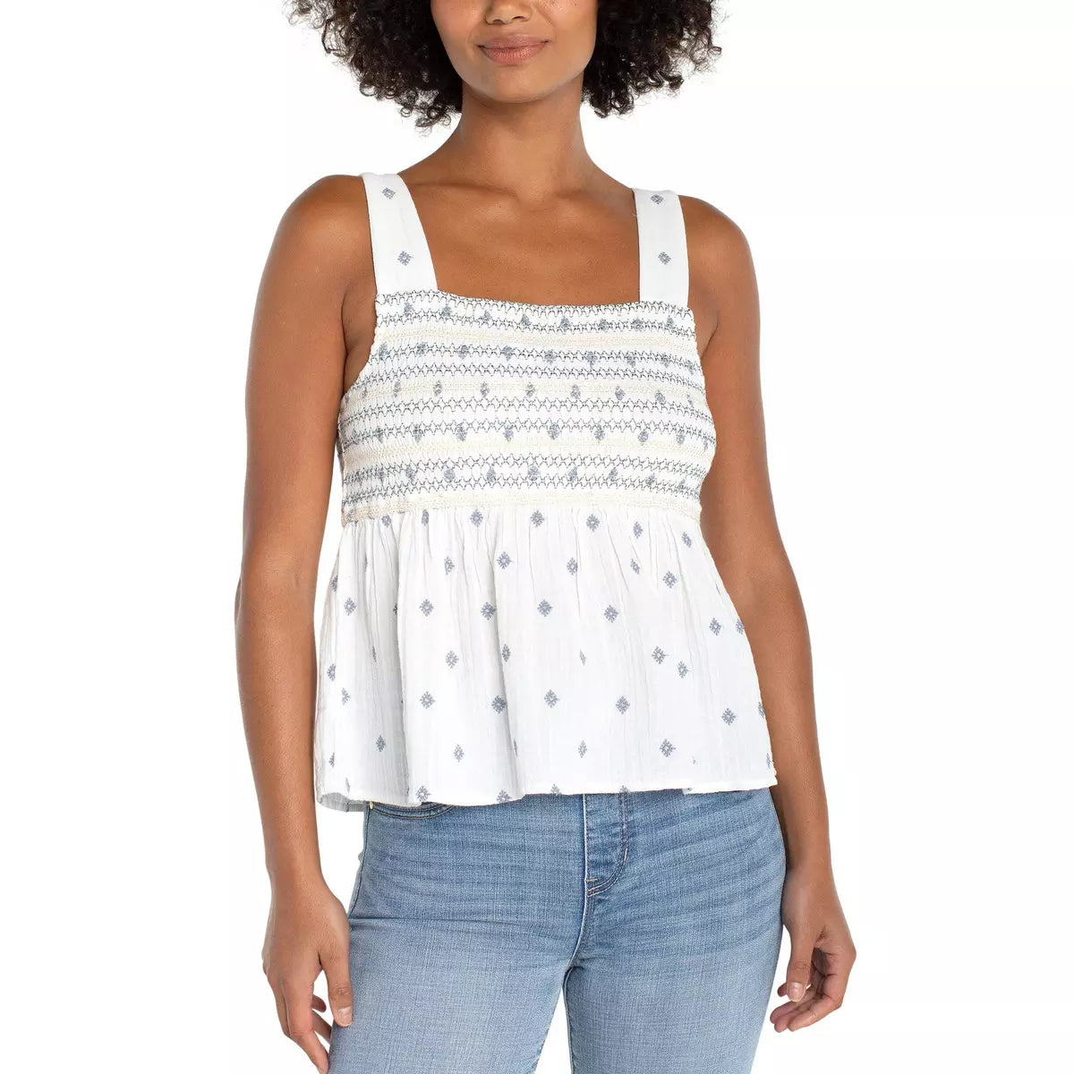 SMOCKED TOP | SLEEVELESS-Top-LIVERPOOL-SMALL-OFF WHITE-Coriander