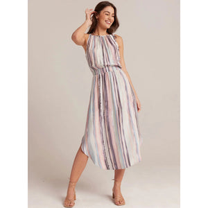 SMOCKED WAIST MIDI DRESS-Dresses-BELLA DAHL-XSMALL-COASTAL STRIPE PRINT-Coriander