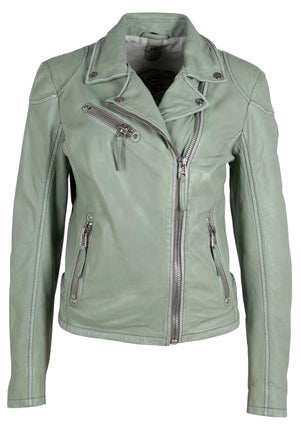 SOFIA 4 LEATHER JACKET-Jackets & Sweaters-MAURITIUS-MEDIUM-FROSTY GREEN-Coriander