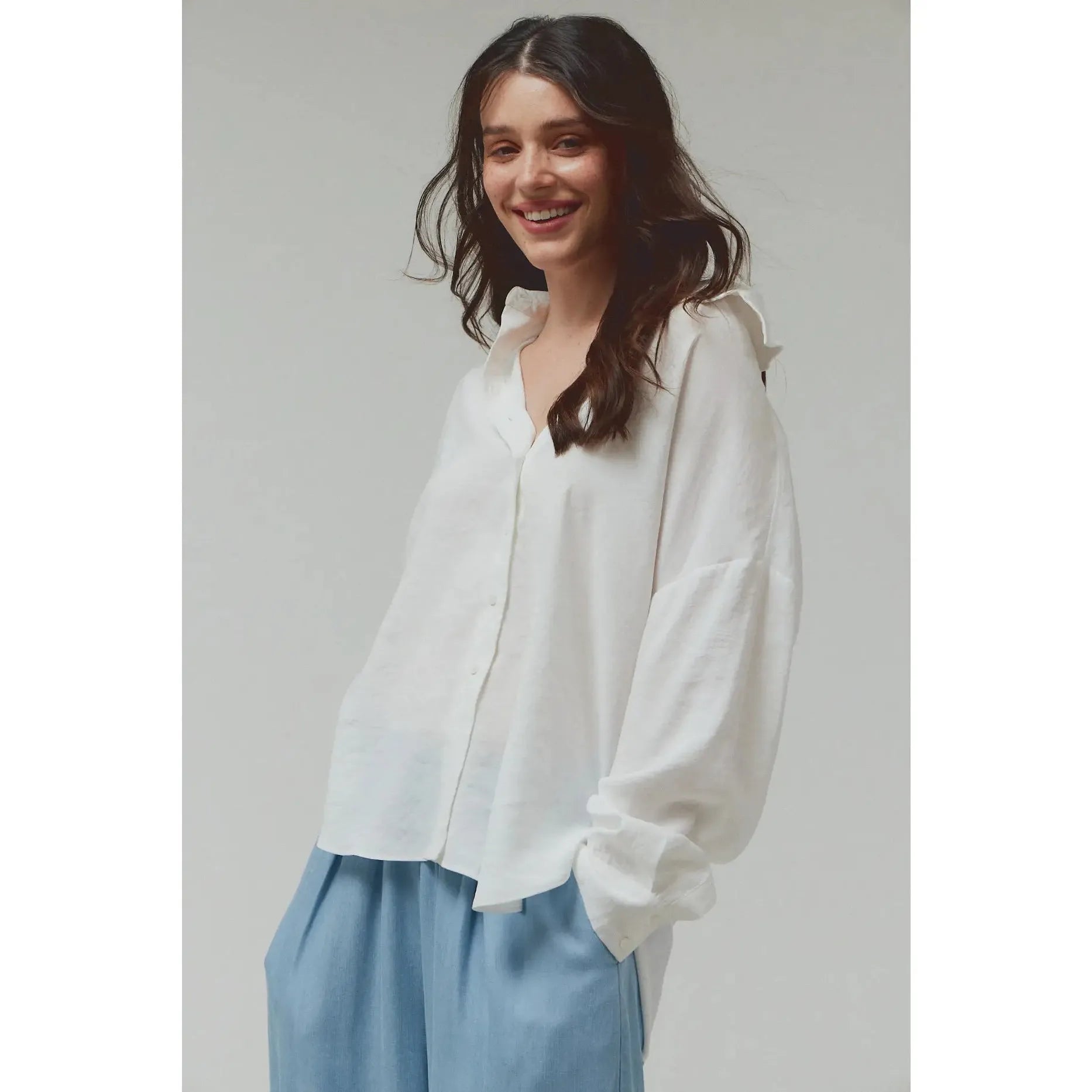 SOFT OVERFIT SHIRT | OFF WHITE-Tops-GRADE AND GATHER-Coriander