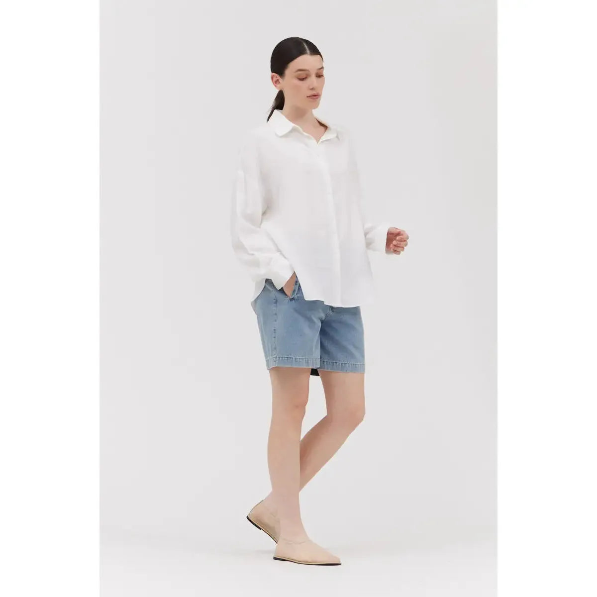 SOFT OVERFIT SHIRT | OFF WHITE-Tops-GRADE AND GATHER-Coriander
