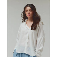 SOFT OVERFIT SHIRT | OFF WHITE-Tops-GRADE AND GATHER-SMALL-OFF WHITE-Coriander