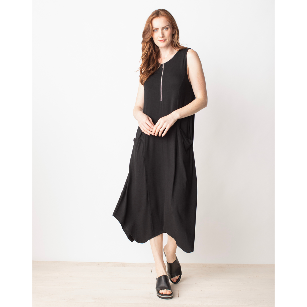 SOLID ZIP IT DRESS-Dresses-LIV BY HABITAT-XSMALL-Black-Coriander