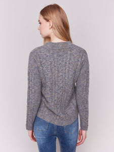 SPECKLED YARN CABLE SWEATER-Jackets & Sweaters-CHARLIE B-Coriander