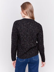 SPECKLED YARN CABLE SWEATER-Jackets & Sweaters-CHARLIE B-Coriander