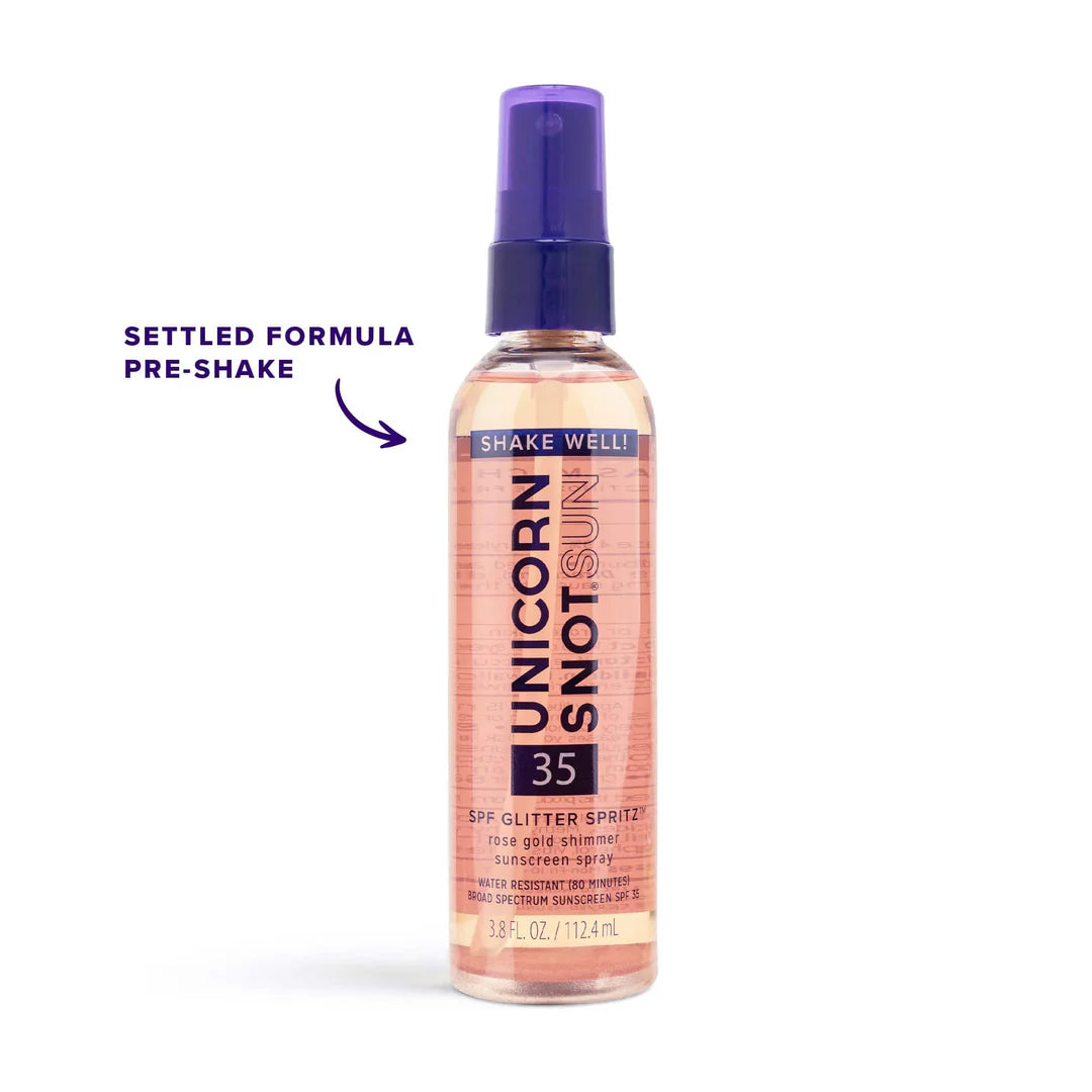 SPF 35 GLITTER SPRITZ SUNSCREEN SPRAY | ROSE GOLD-Lotions & Potions-UNICORN SNOT-Coriander