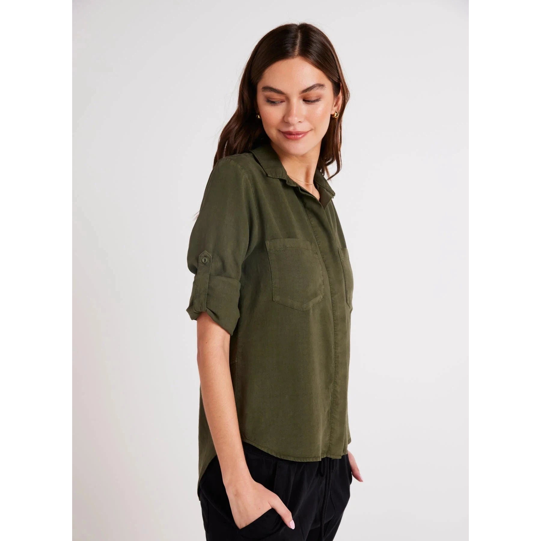 SPLIT BACK BUTTON DOWN-Top-BELLA DAHL-Coriander