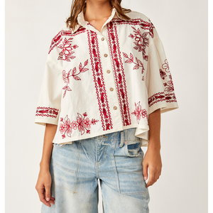 SPRING REFRESH VACATION SHIRT-Tops-FREE PEOPLE-SMALL-RED-Coriander