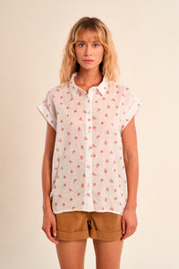 S/S BLOUSE | COTTON FLORAL-Top-MOLLY BRACKEN-Coriander