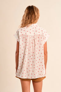 S/S BLOUSE | COTTON FLORAL-Top-MOLLY BRACKEN-Coriander