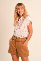 S/S BLOUSE | COTTON FLORAL-Top-MOLLY BRACKEN-SMALL-OFF WHITE-Coriander