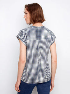 S/S BLOUSE | GINGHAM PRINT-Top-CHARLIE B-Coriander