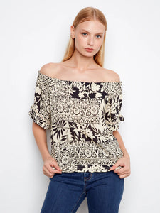 S/S BLOUSE | OFF SHOULDER-Top-CHARLIE B-XSMALL-ORNATO-Coriander