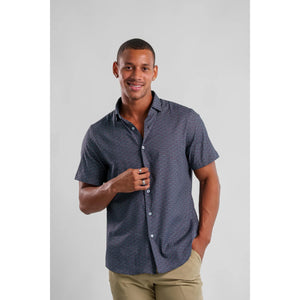 S/S BUTTON UP SHIRT | ARTISANAL DITSY-Shirt-STONE ROSE-Coriander