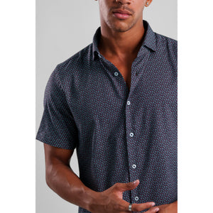 S/S BUTTON UP SHIRT | ARTISANAL DITSY-Shirt-STONE ROSE-SMALL-DARK NAVY-Coriander