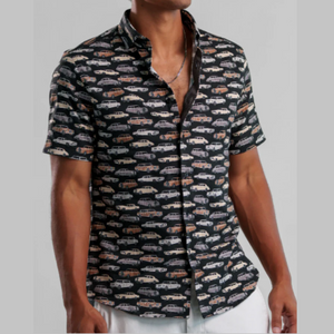 S/S BUTTON UP SHIRT | RIDIN' DIRTY-Shirt-STONE ROSE-MEDIUM-Black-Coriander