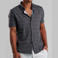S/S BUTTON UP SHIRT | WILDFLOWER-Shirt-STONE ROSE-SMALL-Black-Coriander