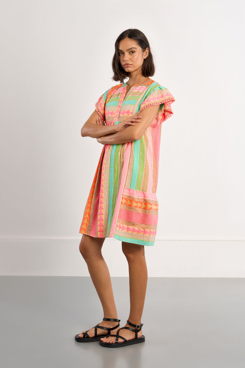 S/S DRESS | TASSEL TRIM-Dress-MOLLY BRACKEN-Coriander