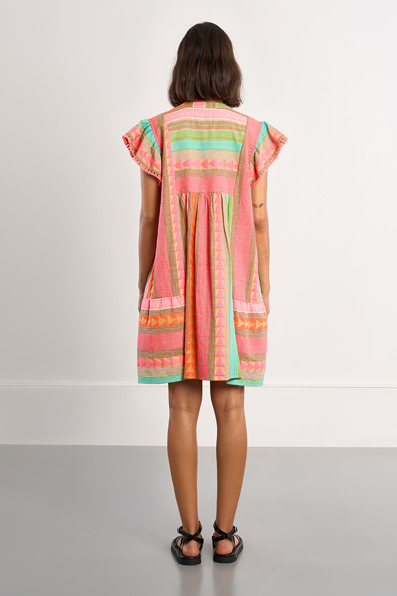 S/S DRESS | TASSEL TRIM-Dress-MOLLY BRACKEN-Coriander