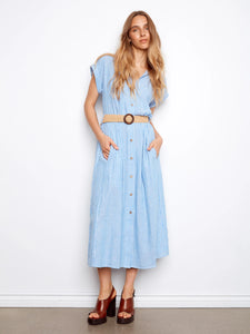 S/S MAXI DRESS | BUTTON UP: BLUE BELL-Dress-CHARLIE B-Coriander