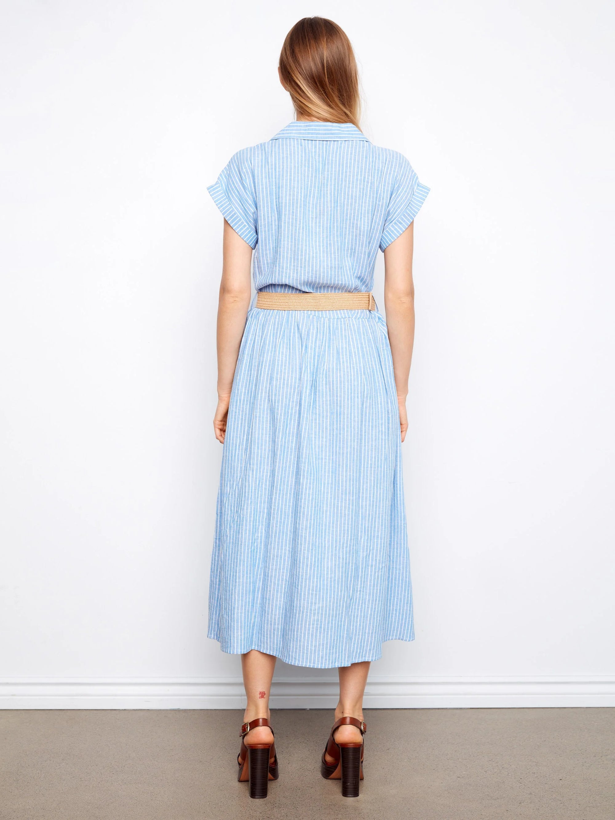 S/S MAXI DRESS | BUTTON UP: BLUE BELL-Dress-CHARLIE B-Coriander
