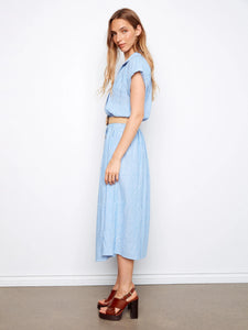 S/S MAXI DRESS | BUTTON UP: BLUE BELL-Dress-CHARLIE B-Coriander