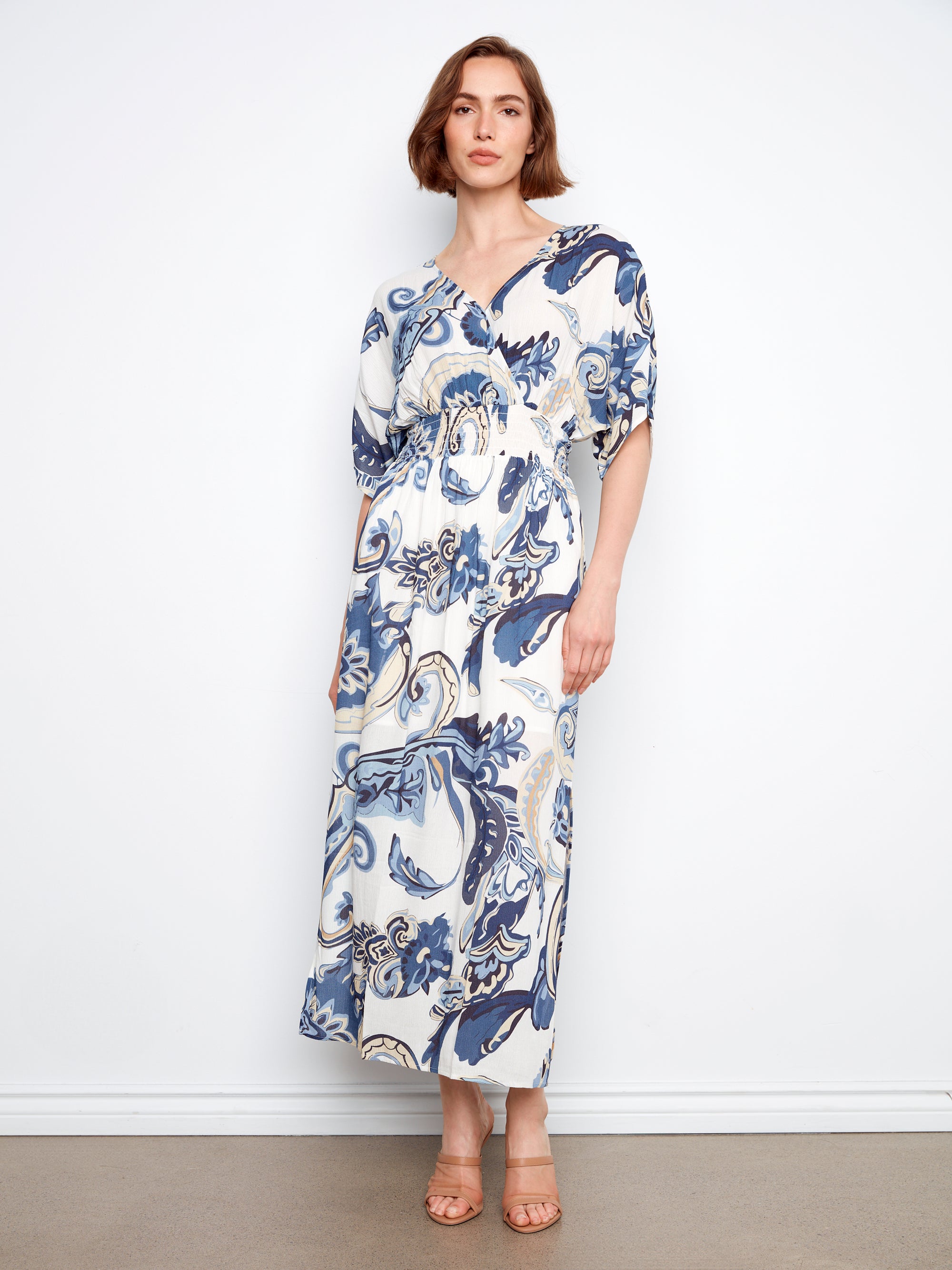 S/S MAXI DRESS | DOLMAN FAUX WRAP-Dress-CHARLIE B-Coriander
