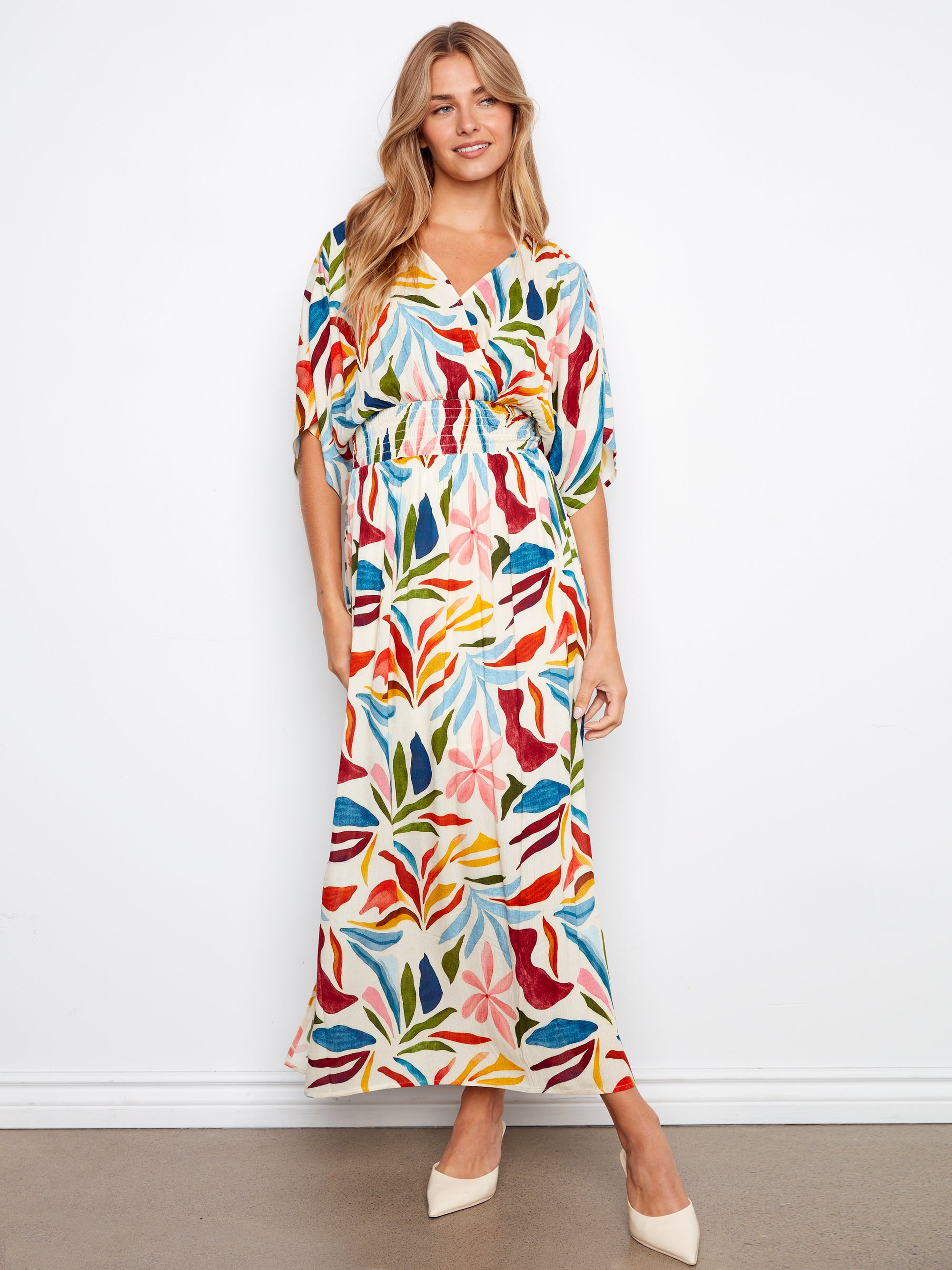 S/S MAXI DRESS | DOLMAN FAUX WRAP-Dress-CHARLIE B-Coriander